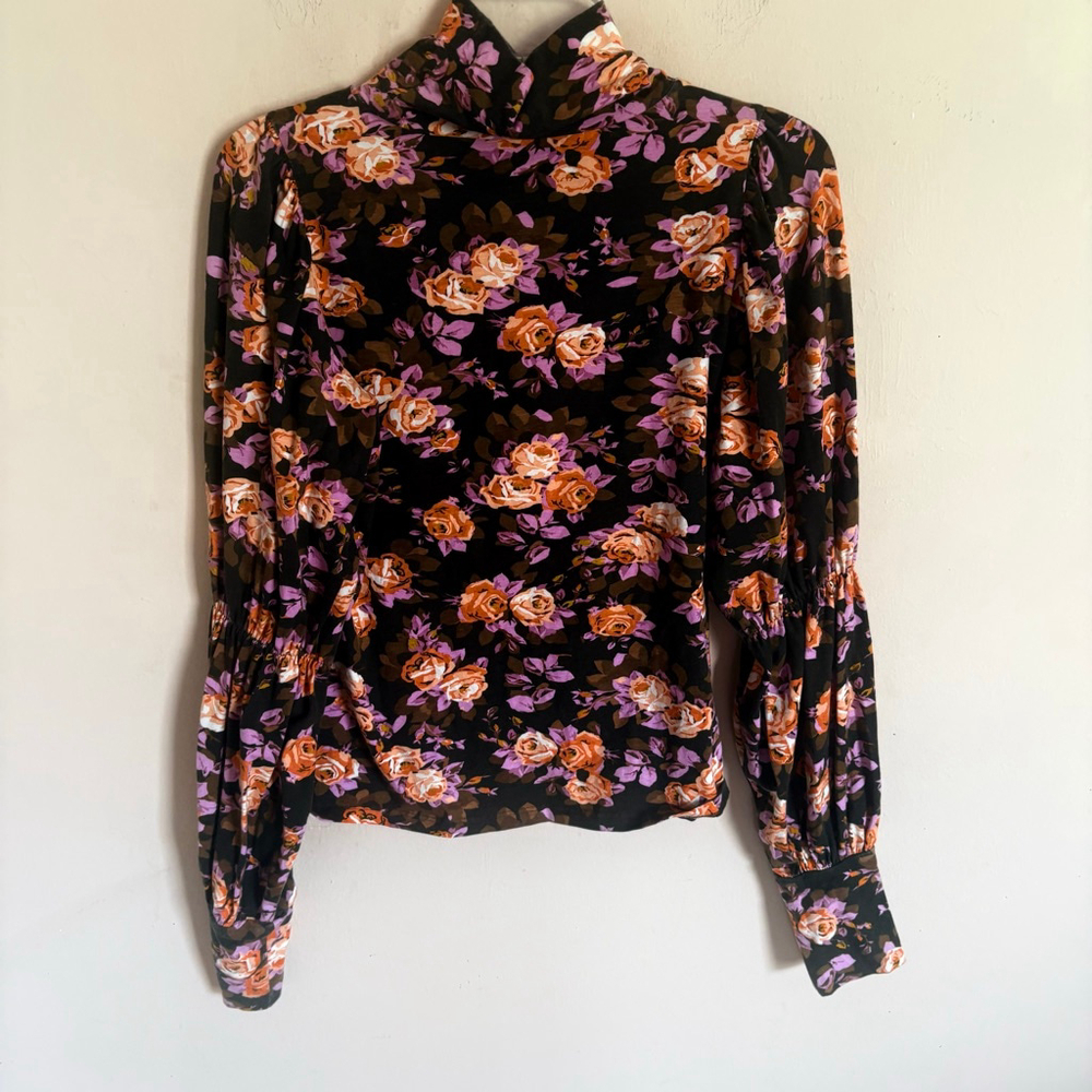 Anthropologie Floral Tiered-Sleeve
Turtleneck Blouse - Picture 10 of 15